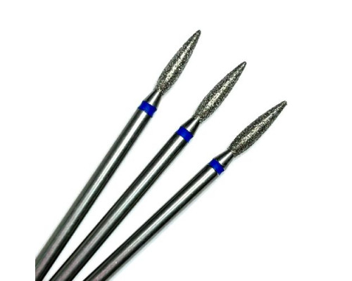 Фреза алмазная "пламя" 023 синяя удлиненная